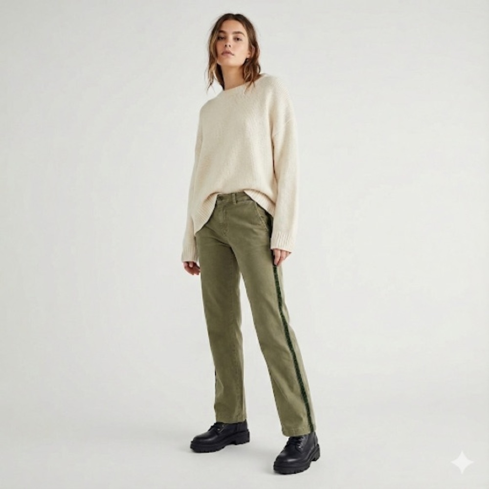 CHINO by Anthropologie Side Stripe Olive Chino Pants 28